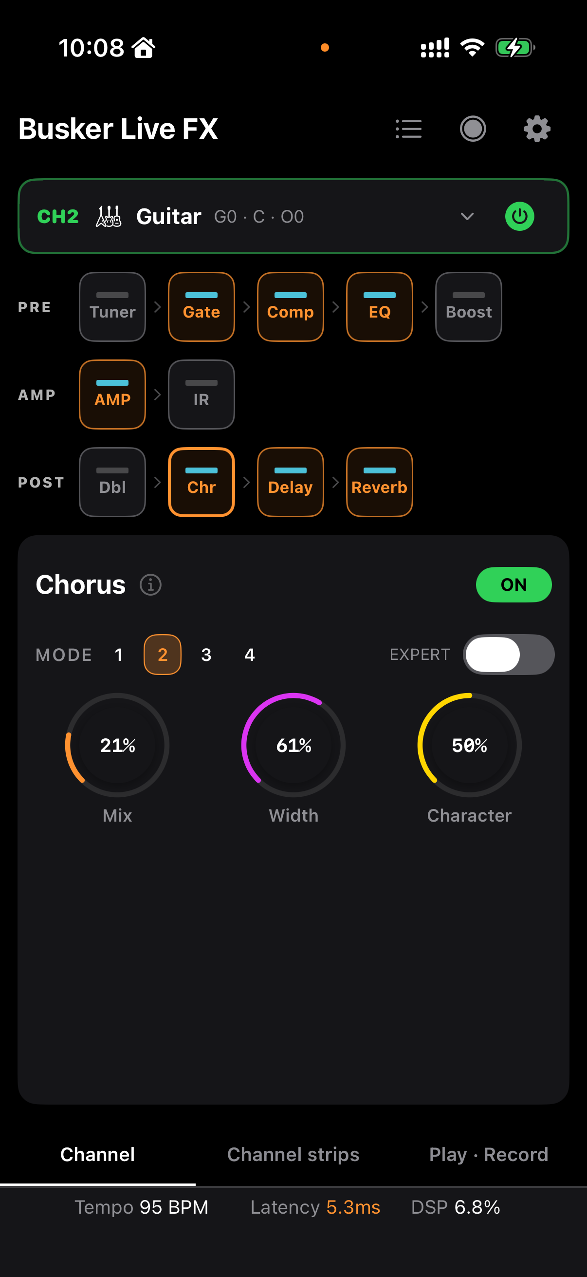 Chorus의 Mode·Expert와 Mix·Width·Character